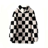 Checkerboard Double Sided PU Leather Jacket